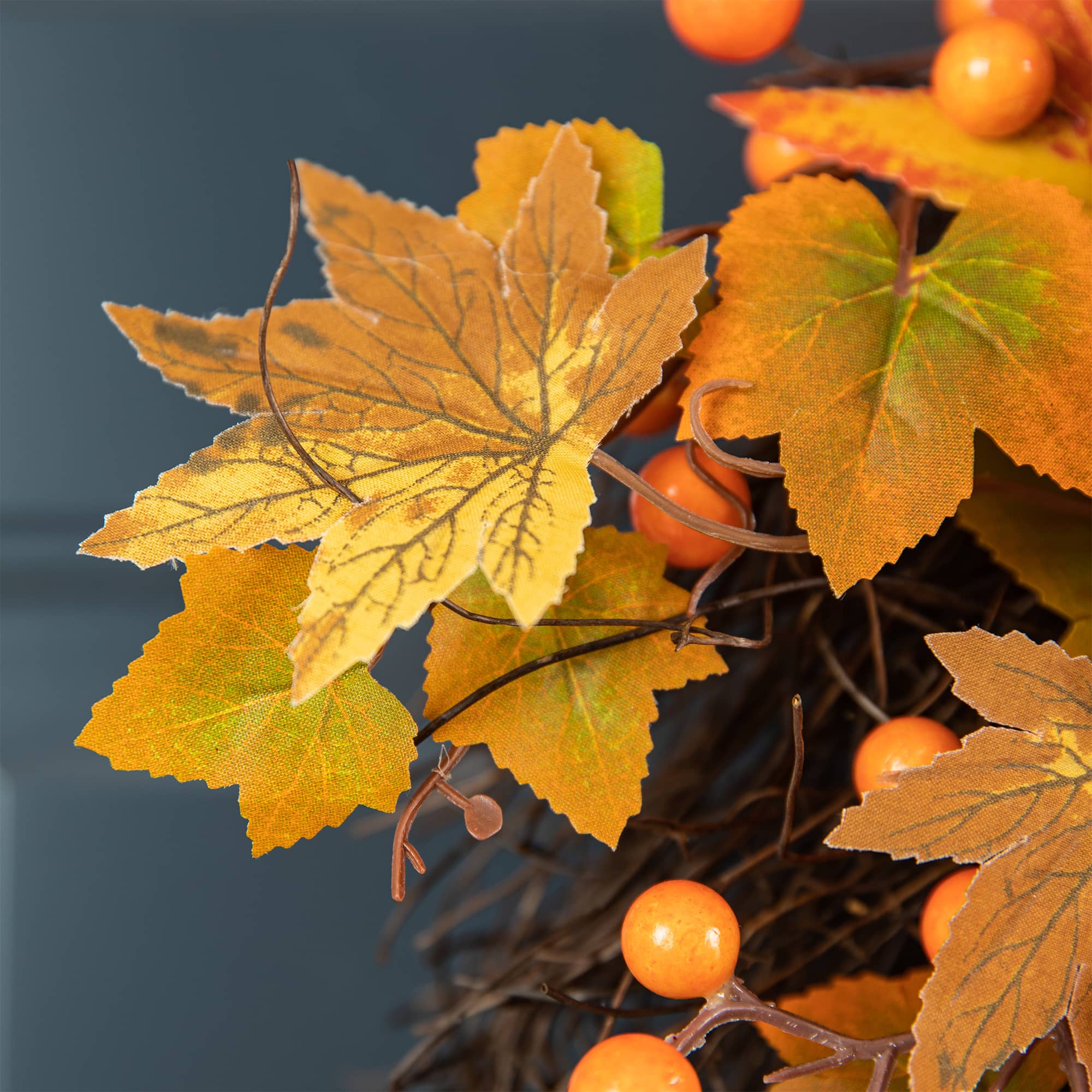 Glitzhome® 27" Fall Sunflower, Maple Leaf & Berry Swag